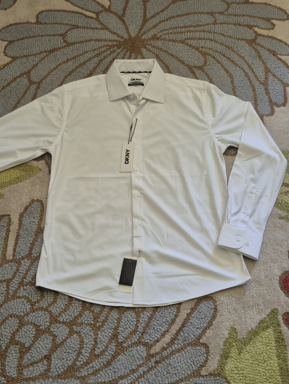 NWT DKNY Men's White Dress Shirt Sizes Medium And Large, Slim Fit